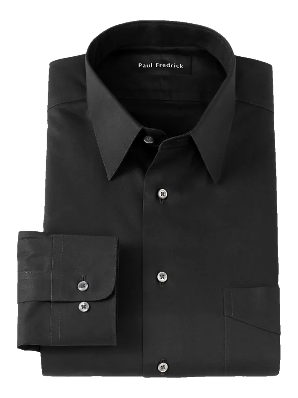 Non-Iron Cotton Pinpoint Solid Point Collar Dress Shirt - Black sold by Paul Fredrick