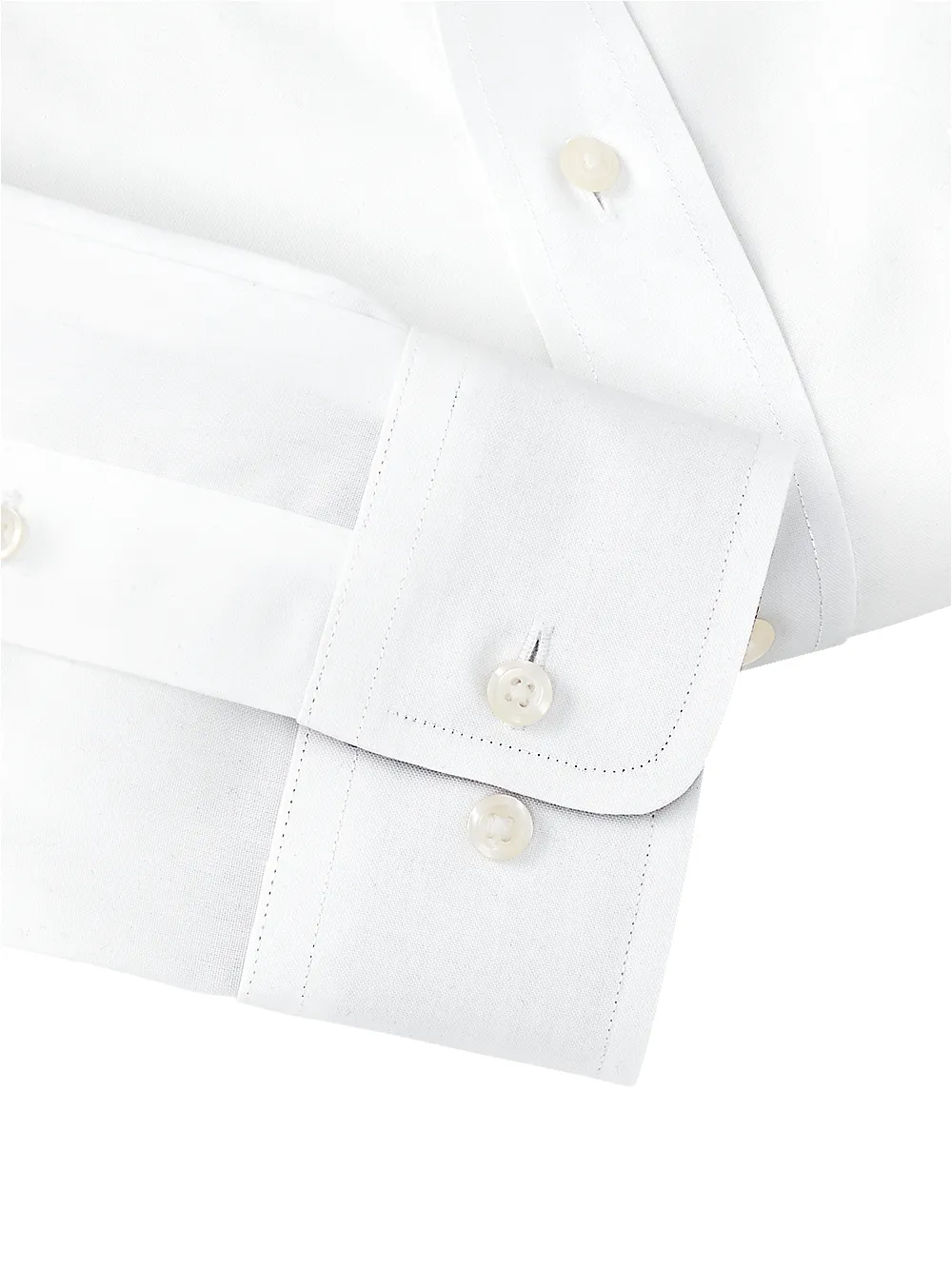 Non-Iron Cotton Solid Dress Shirt With Contrast Trim - White sold by Paul Fredrick product image thumbnail 4