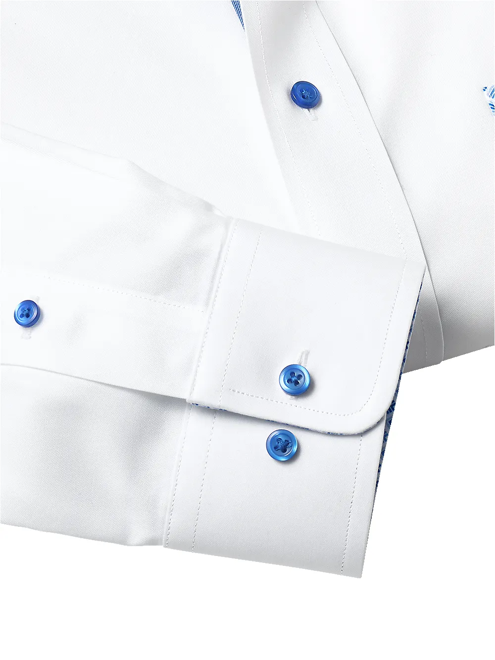 Non-Iron Cotton Solid Dress Shirt With Contrast Trim - White sold by Paul Fredrick product image thumbnail 5