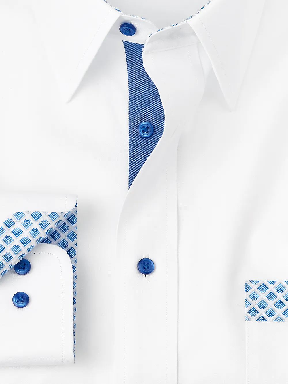 Non-Iron Cotton Solid Dress Shirt With Contrast Trim - White sold by Paul Fredrick product image thumbnail 3