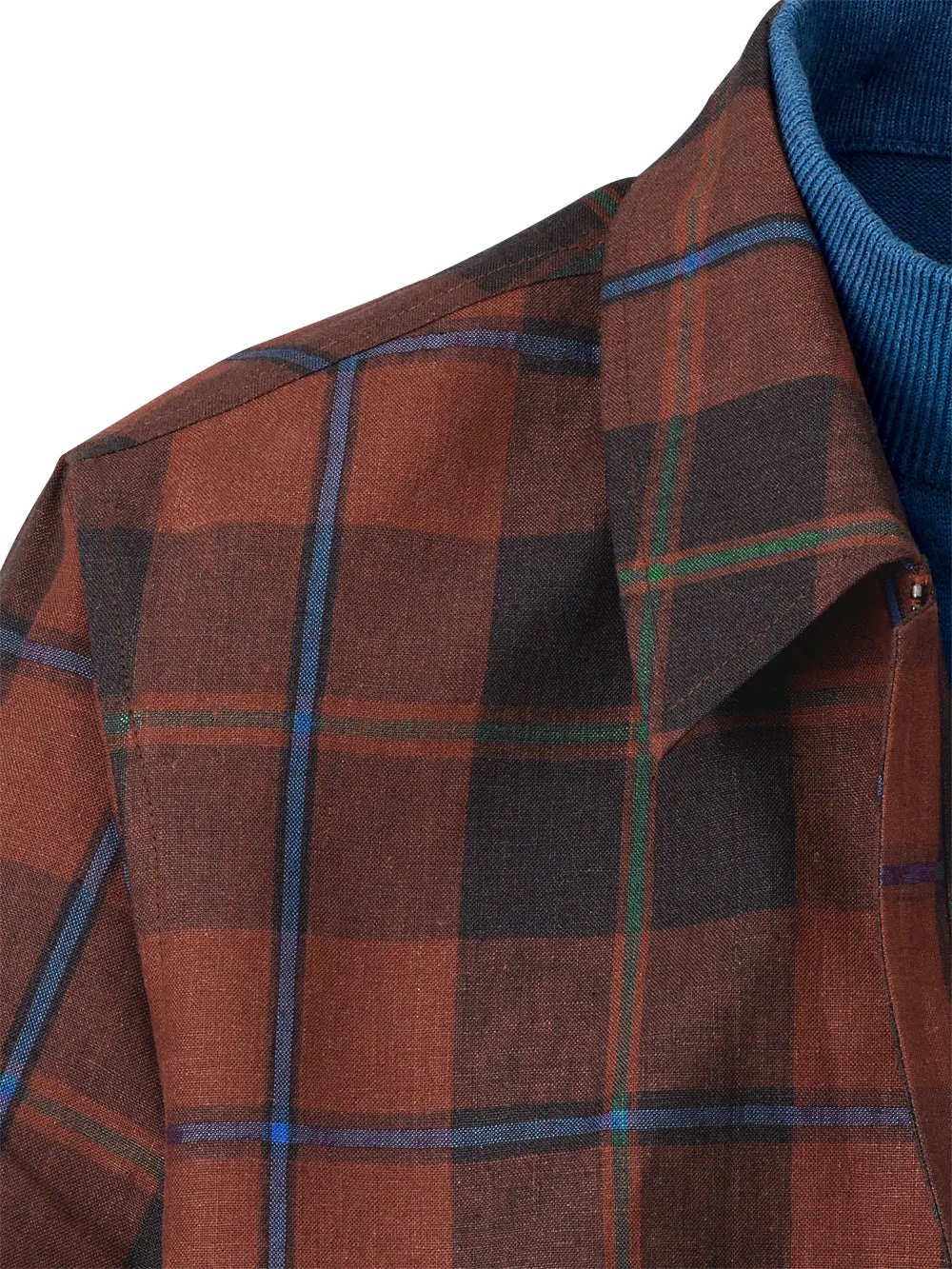Linen Plaid Madras Bomber sold by Paul Fredrick product image thumbnail 4