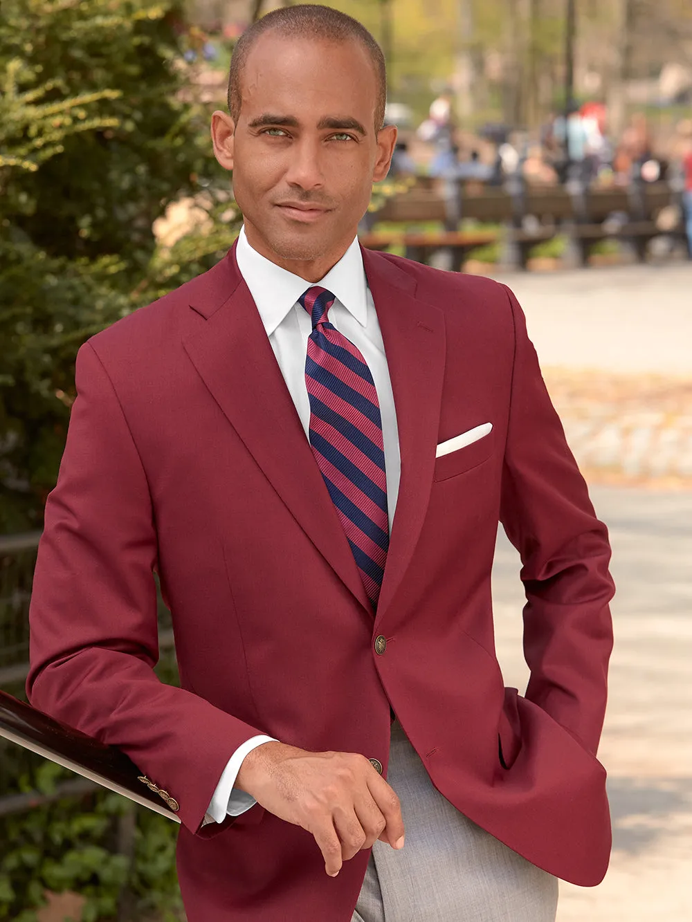 Classic Fit Wool Travel Blazer - Burgundy sold by Paul Fredrick