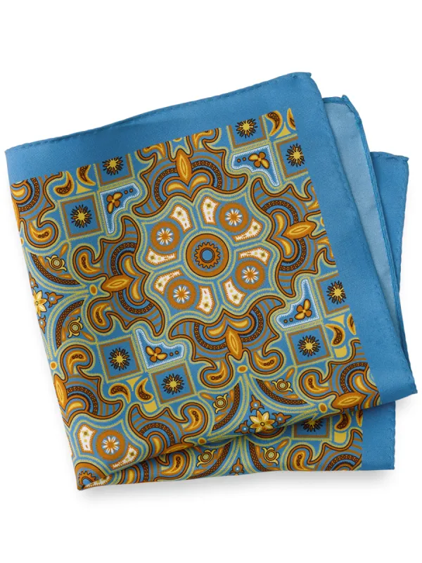 Medallion Silk Pocket Square sold by Paul Fredrick