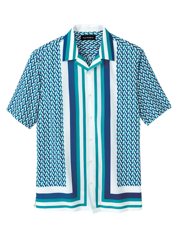 Cotton Geometric Print Casual Shirt - White Multi sold by Paul Fredrick