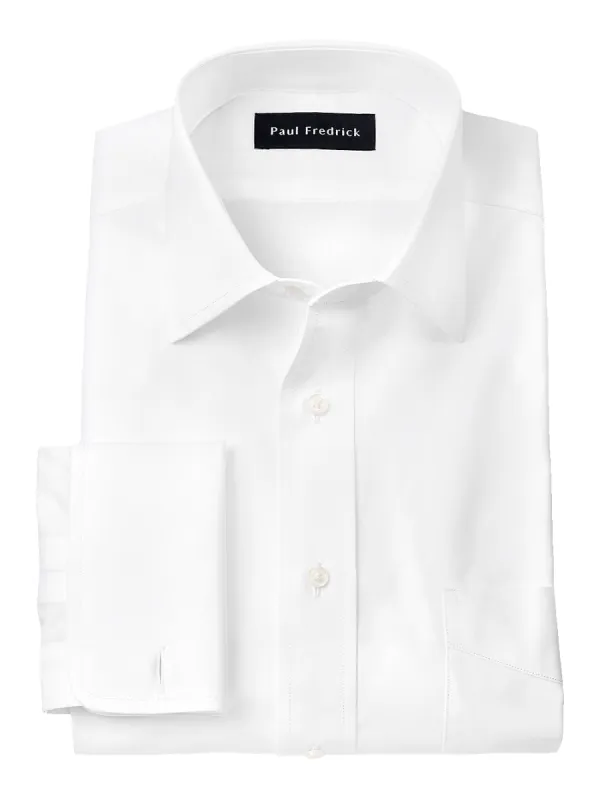 Pure Cotton Broadcloth Solid Color Spread Collar French Cuff Dress Shirt - White sold by Paul Fredrick