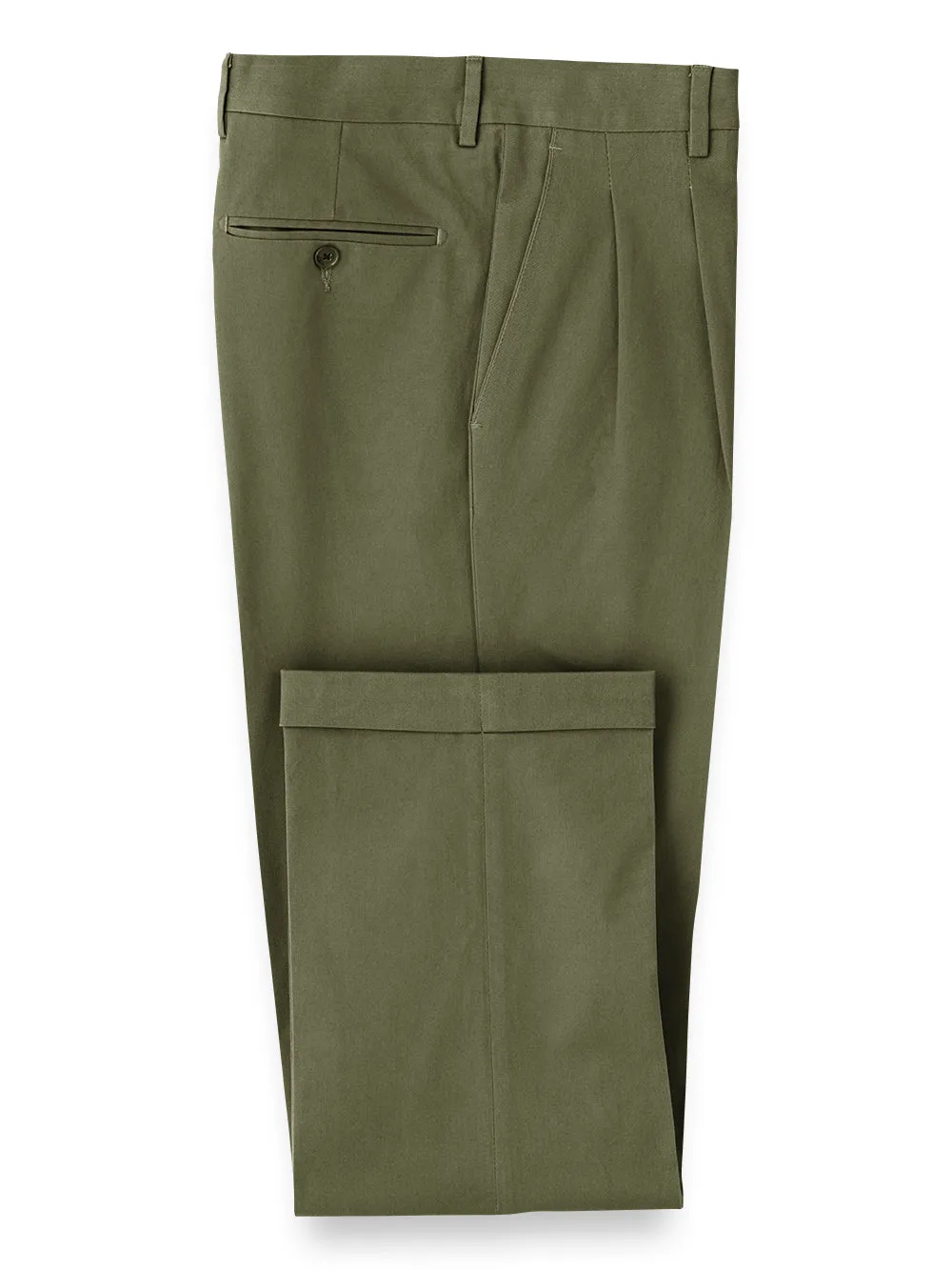 Cotton Stretch Twill Pleated Pants | Clearance sold by Paul Fredrick