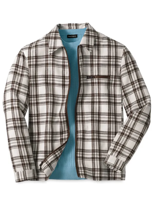Linen Plaid Shirt Jacket sold by Paul Fredrick
