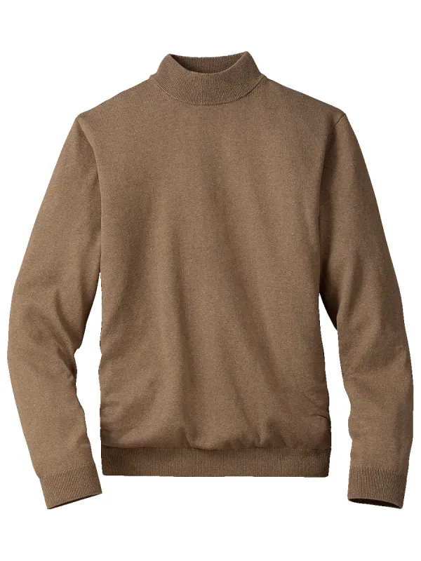 Silk Cotton And Cashmere Mock Neck Sweater - Camel sold by Paul Fredrick