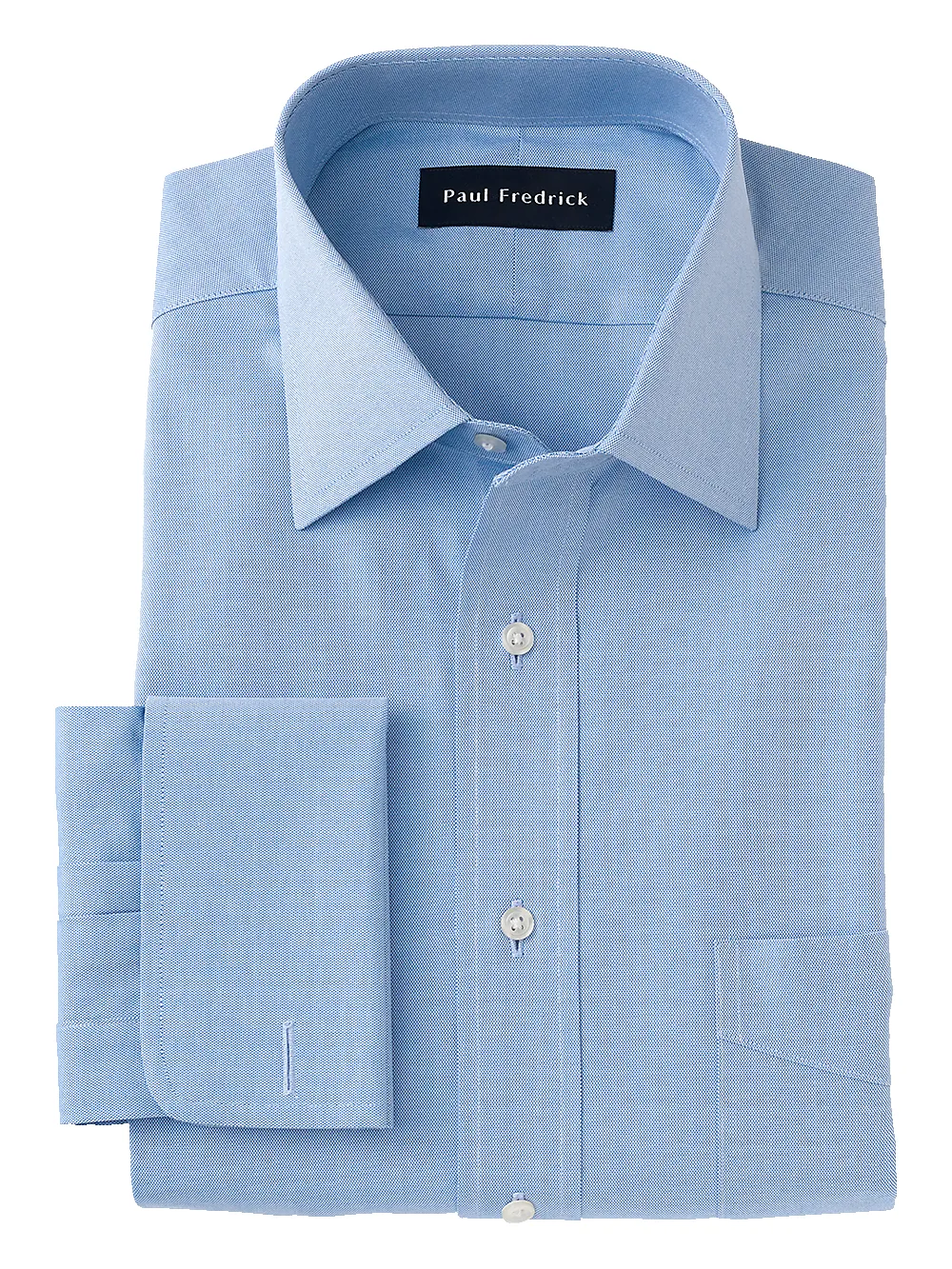 Slim Fit Superfine Egyptian Cotton Solid Spread Collar French Cuff Dress Shirt - Blue sold by Paul Fredrick