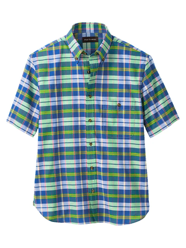 Cotton Madras Plaid Casual Shirt - Green Multi sold by Paul Fredrick