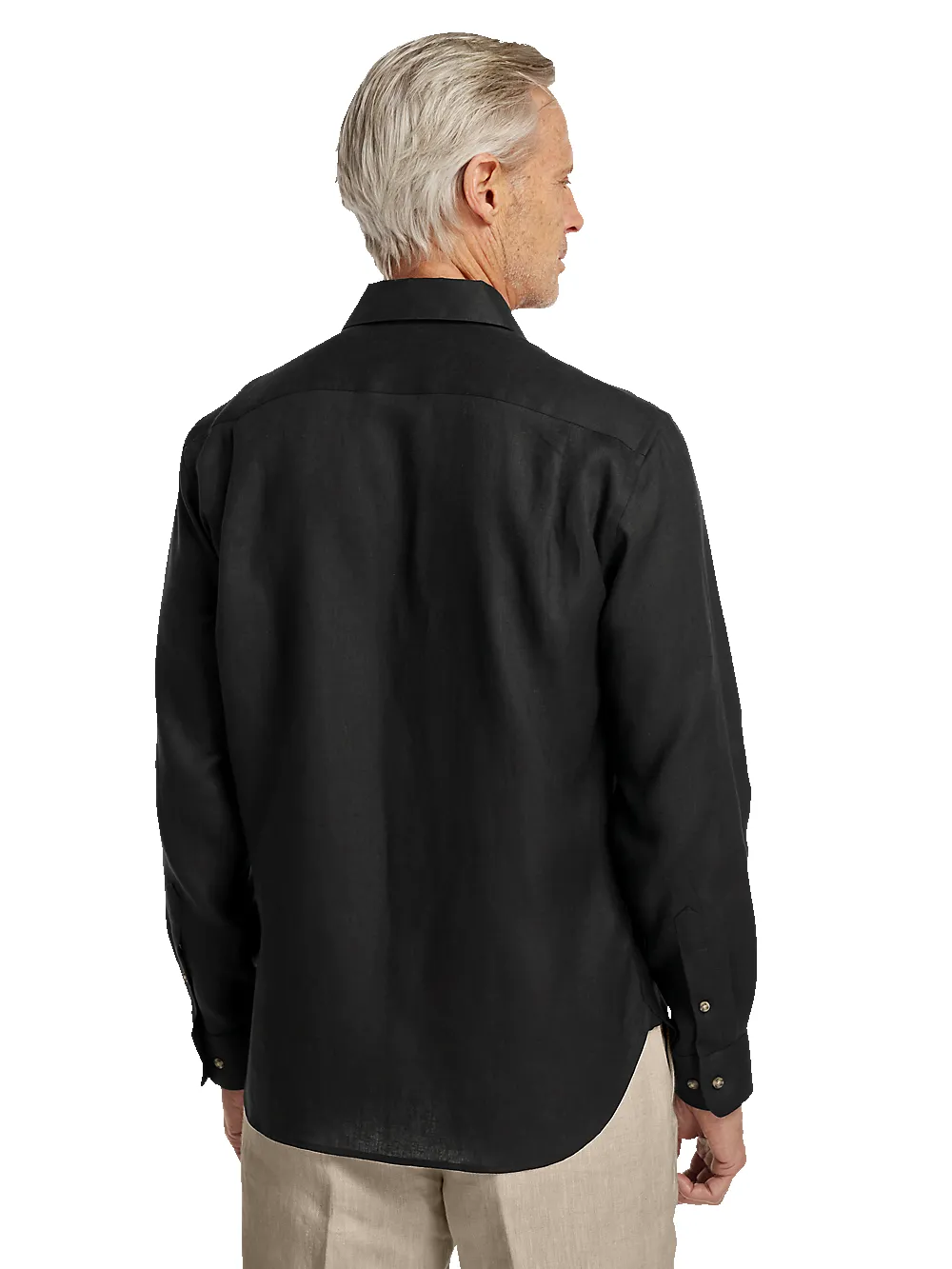 Linen Solid Casual Shirt - Black sold by Paul Fredrick product image thumbnail 5