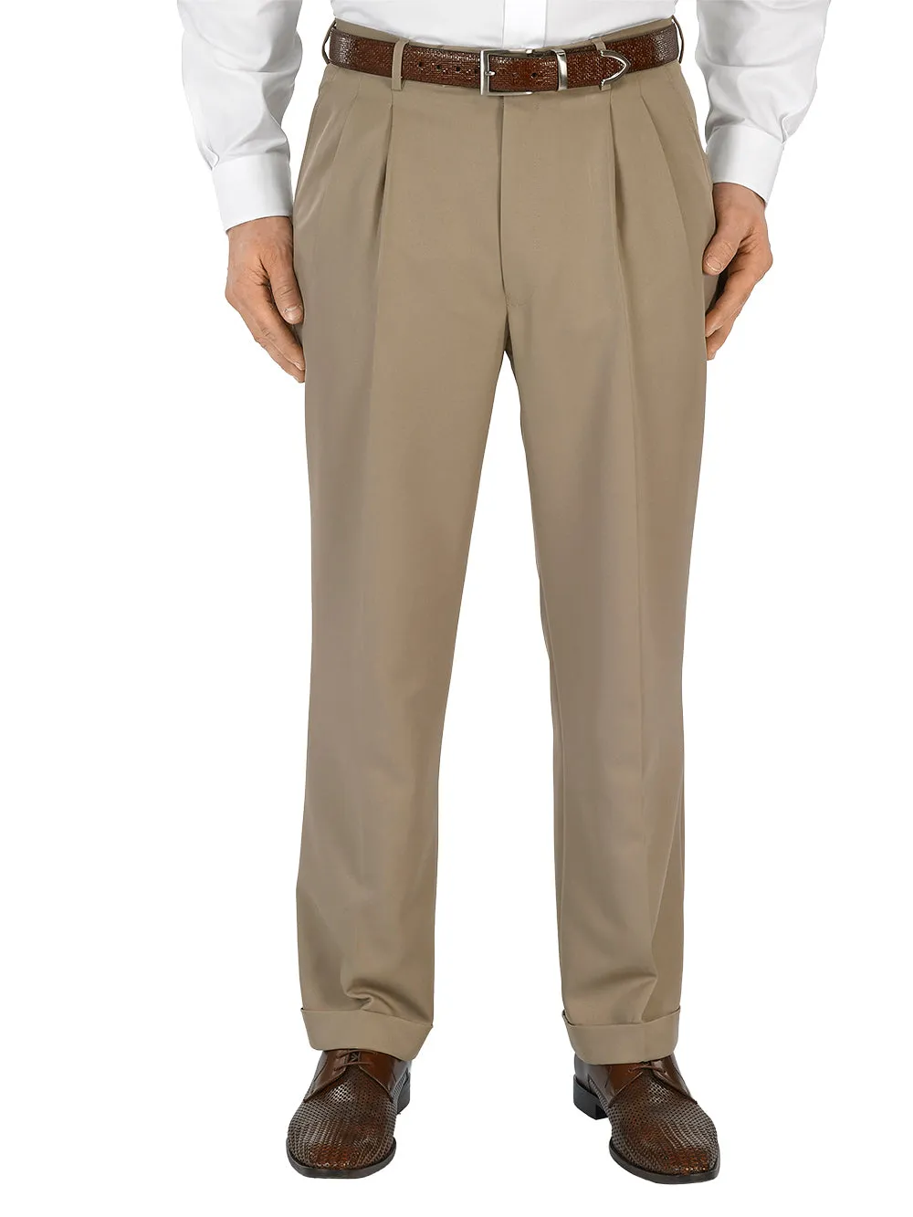 Microfiber Solid Pants - Tan sold by Paul Fredrick