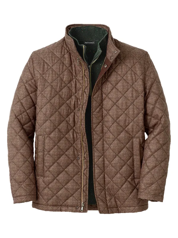 Microfiber Houndstooth Quilted Jacket - Multi sold by Paul Fredrick