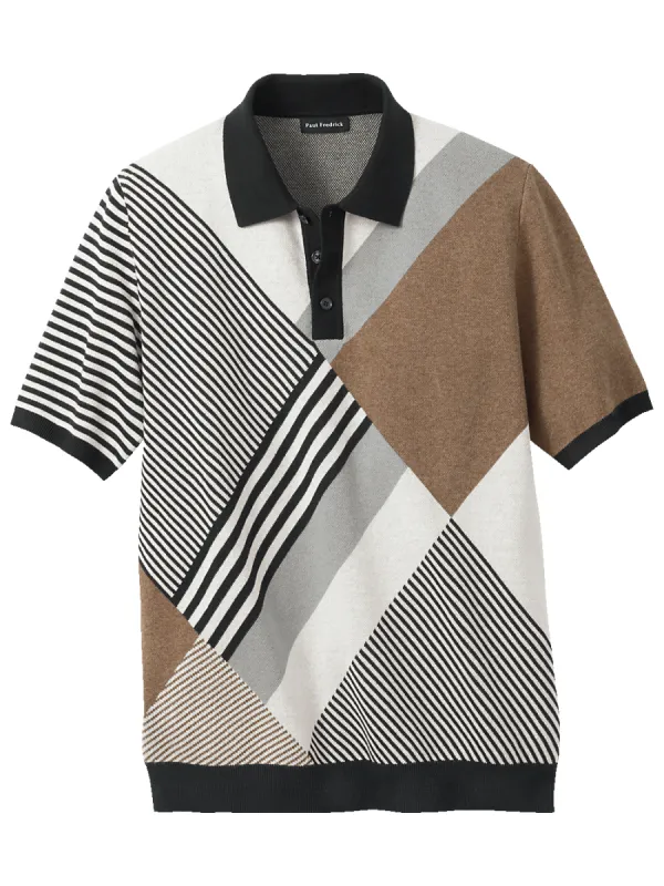 Cotton Three Button Polo - Multi sold by Paul Fredrick