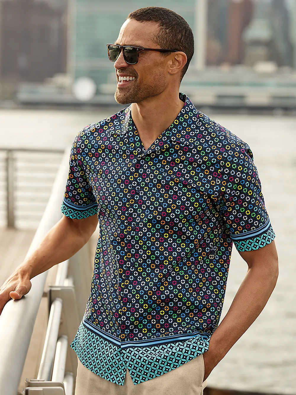 Cotton Circle Print Casual Shirt - Black Multi sold by Paul Fredrick product image thumbnail 2
