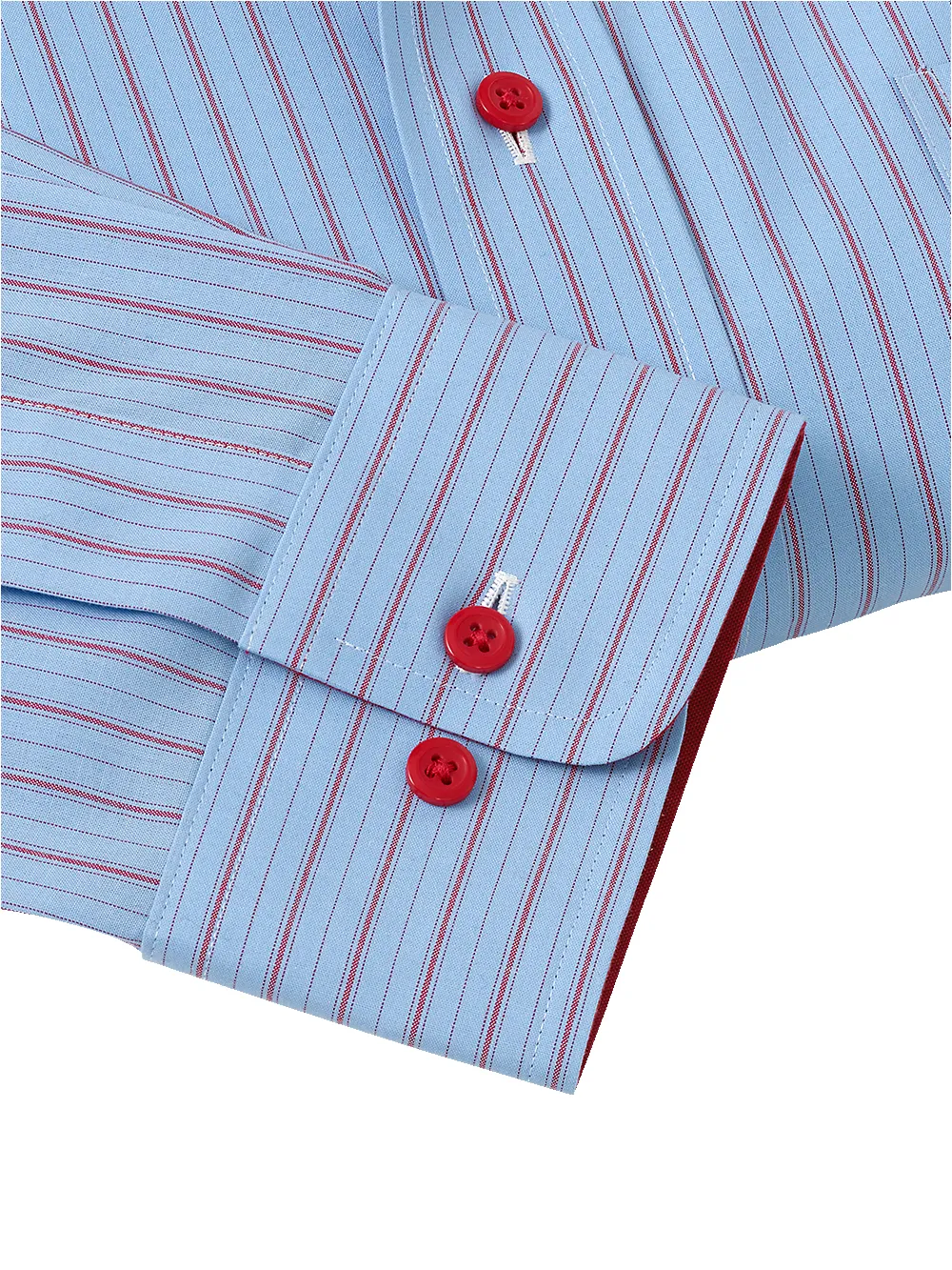Non-Iron Cotton Stripe Dress Shirt With Contrast Trim - Blue/red sold by Paul Fredrick product image thumbnail 4