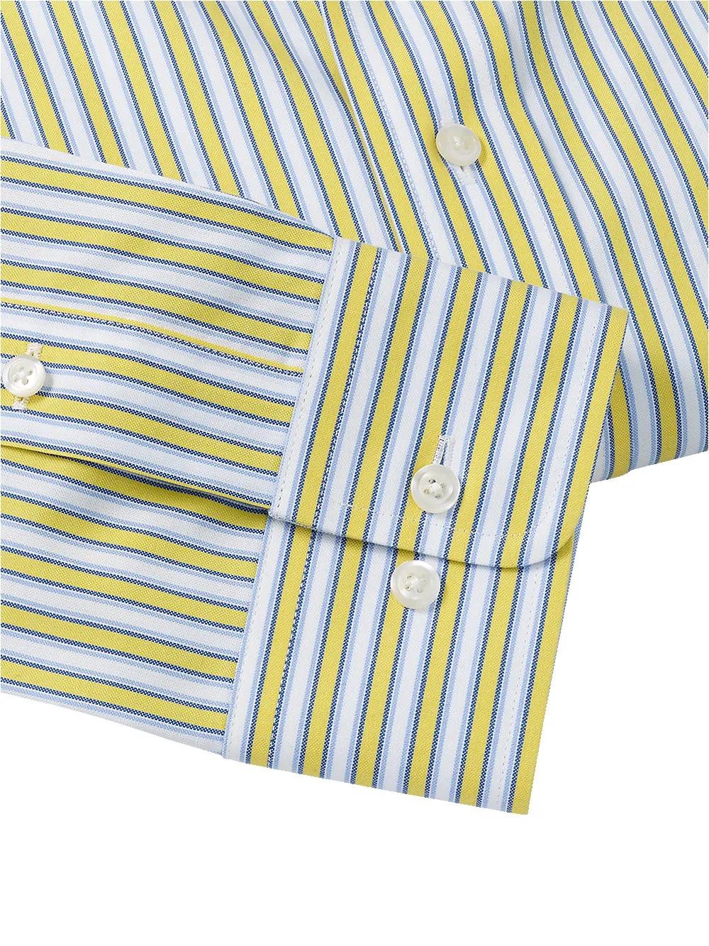 Non-Iron Cotton Stripe Dress Shirt With Contrast Trim - Blue/yellow sold by Paul Fredrick product image thumbnail 4