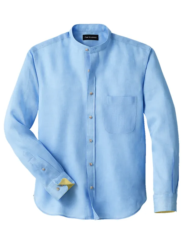 Linen Solid Casual Shirt - Light Blue sold by Paul Fredrick