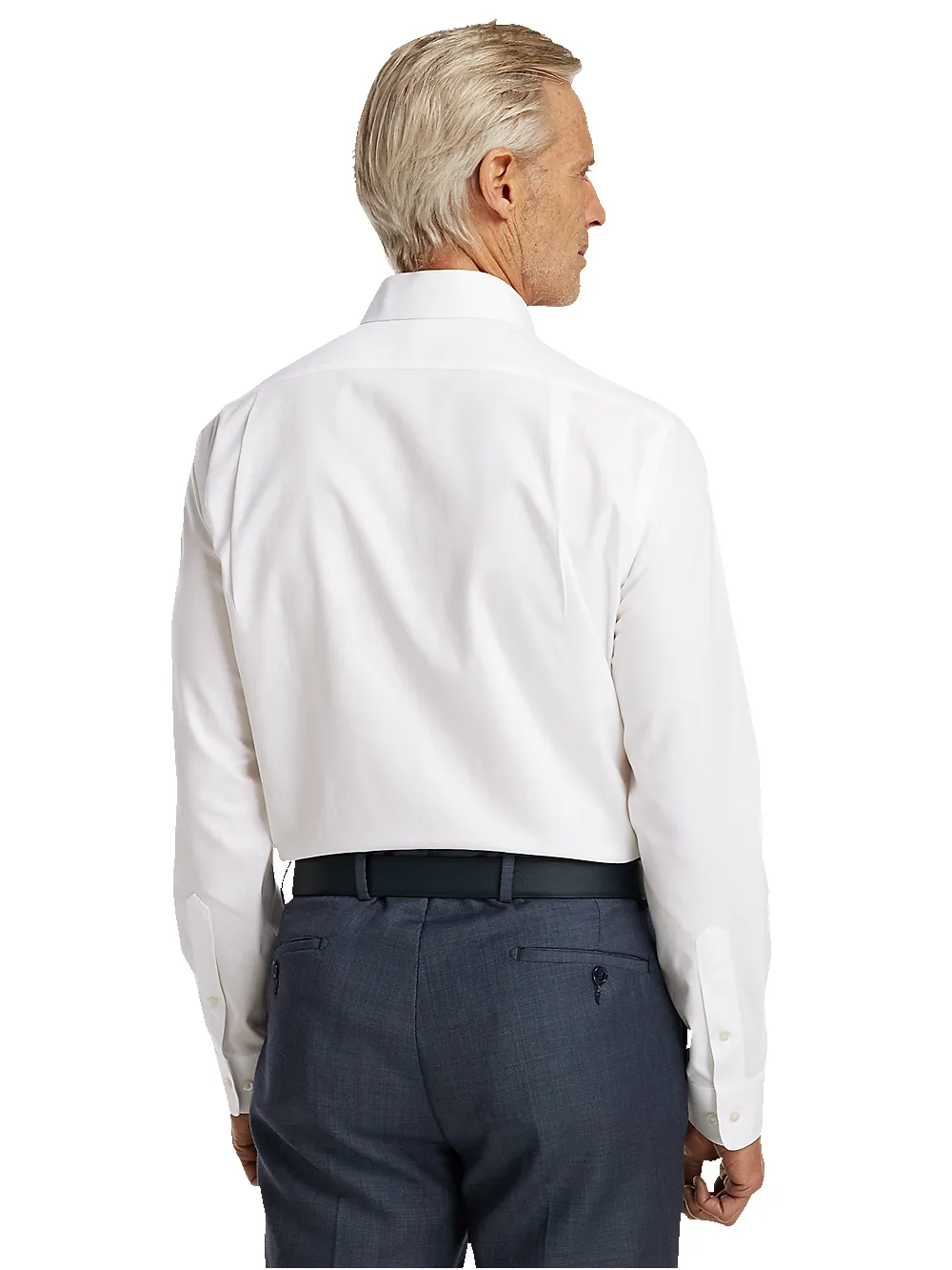 Non-Iron Cotton Pinpoint Solid Point Collar Dress Shirt - White sold by Paul Fredrick product image thumbnail 5