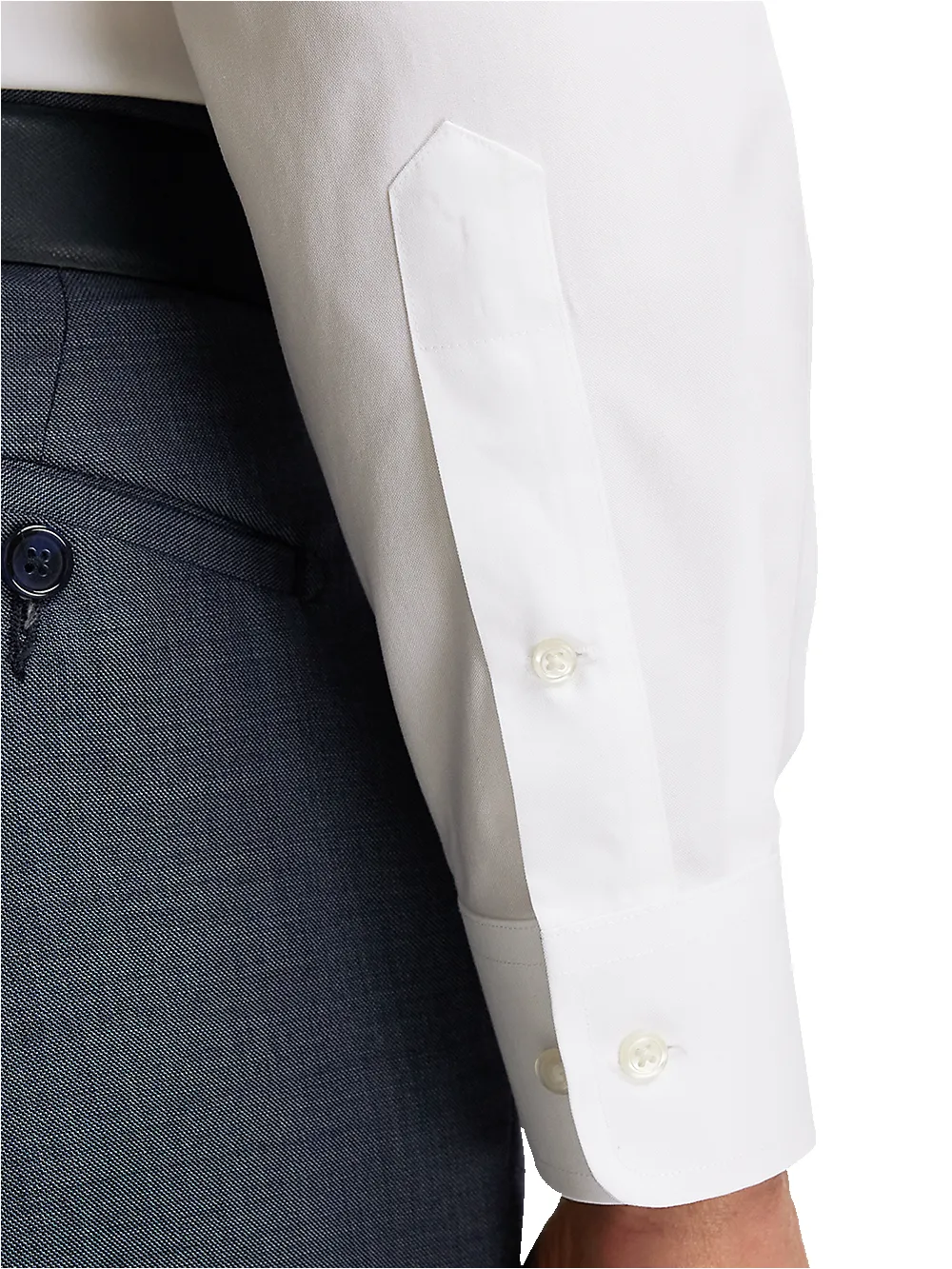 Non-Iron Cotton Pinpoint Solid Point Collar Dress Shirt - White sold by Paul Fredrick product image thumbnail 4