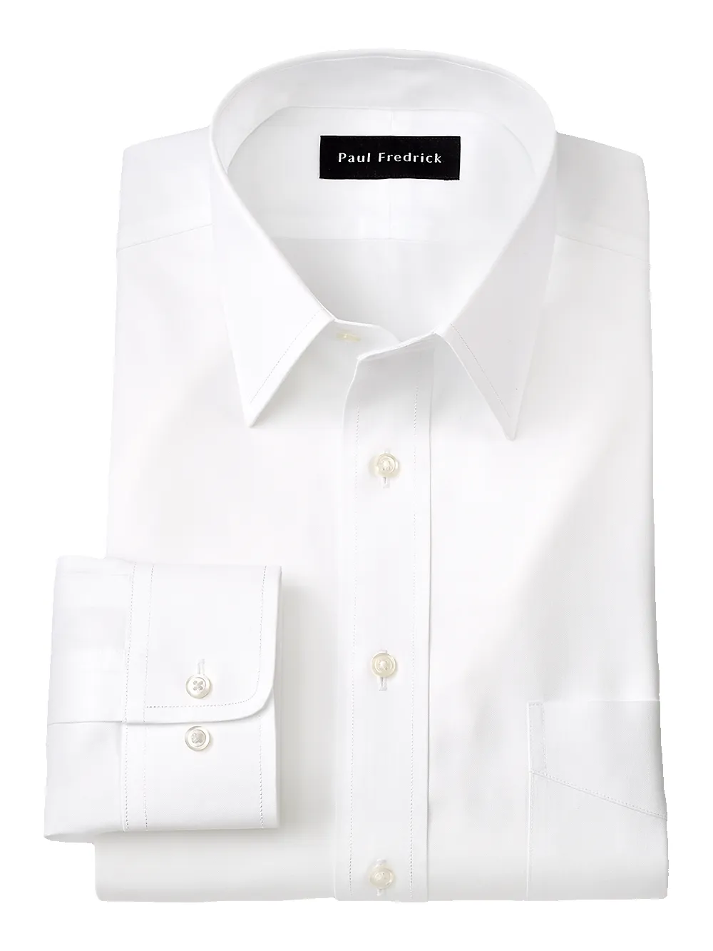 Non-Iron Cotton Pinpoint Solid Point Collar Dress Shirt - White sold by Paul Fredrick