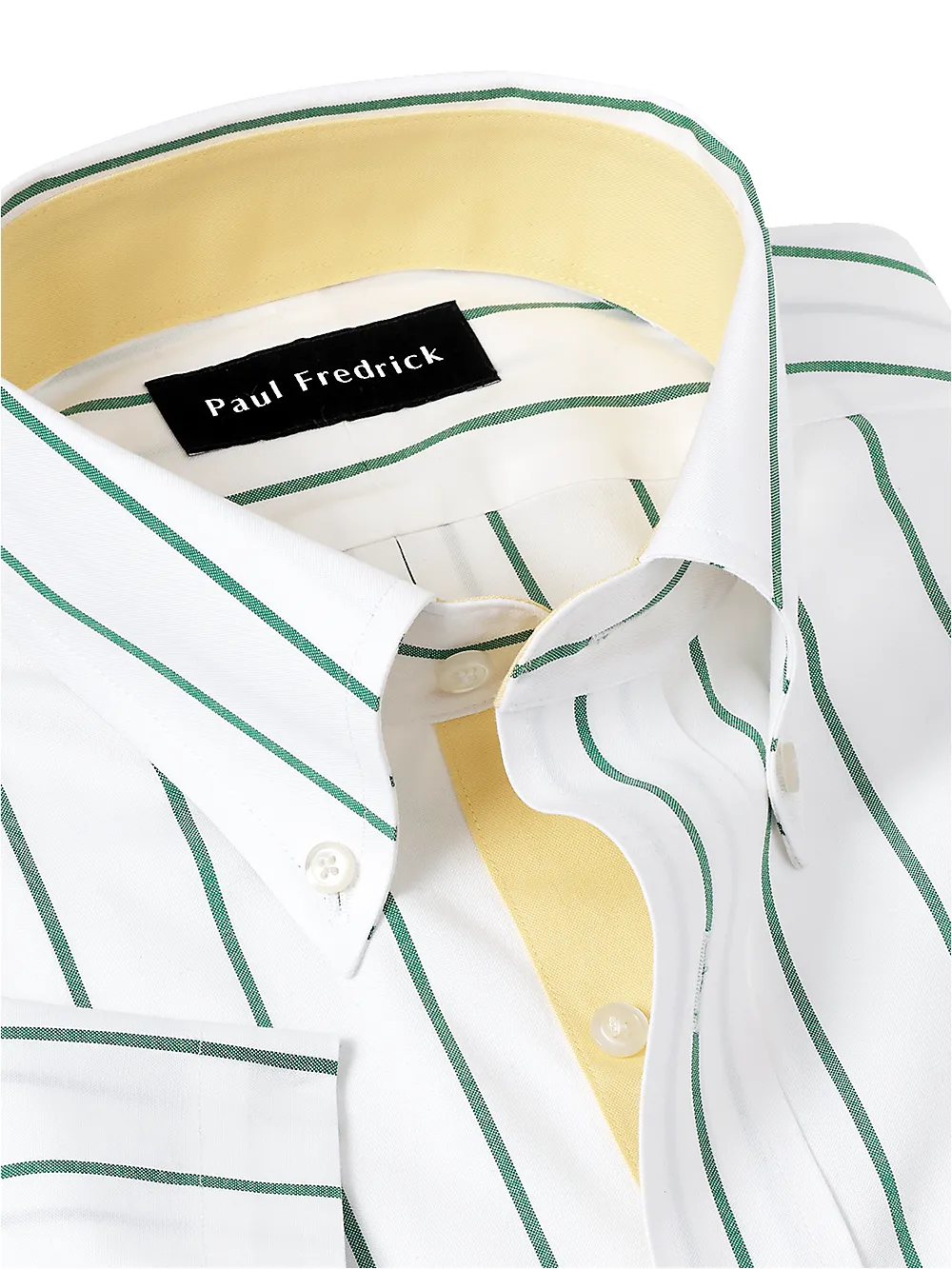 Comfort Stretch Non-Iron Stripe Dress Shirt With Contrast Trim - Green sold by Paul Fredrick product image thumbnail 3