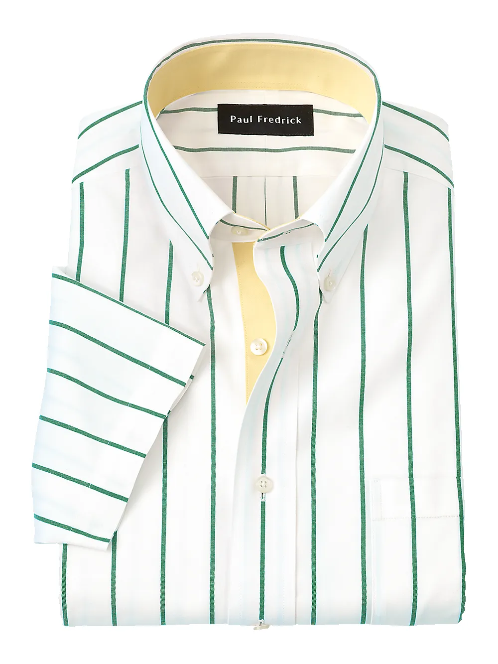 Comfort Stretch Non-Iron Stripe Dress Shirt With Contrast Trim - Green sold by Paul Fredrick