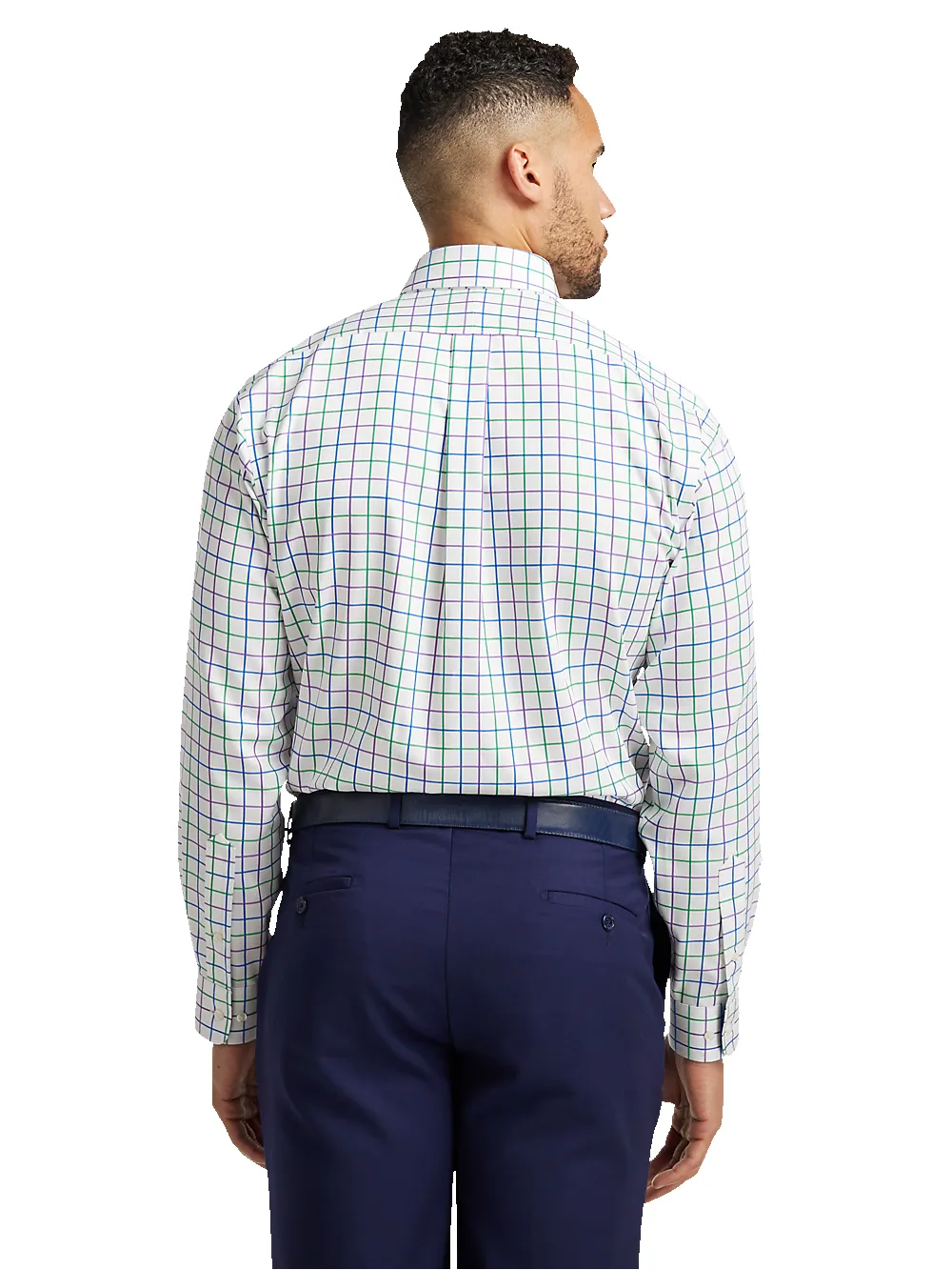 Non-Iron Cotton Check Dress Shirt With Contrast Trim - Multi sold by Paul Fredrick product image thumbnail 5