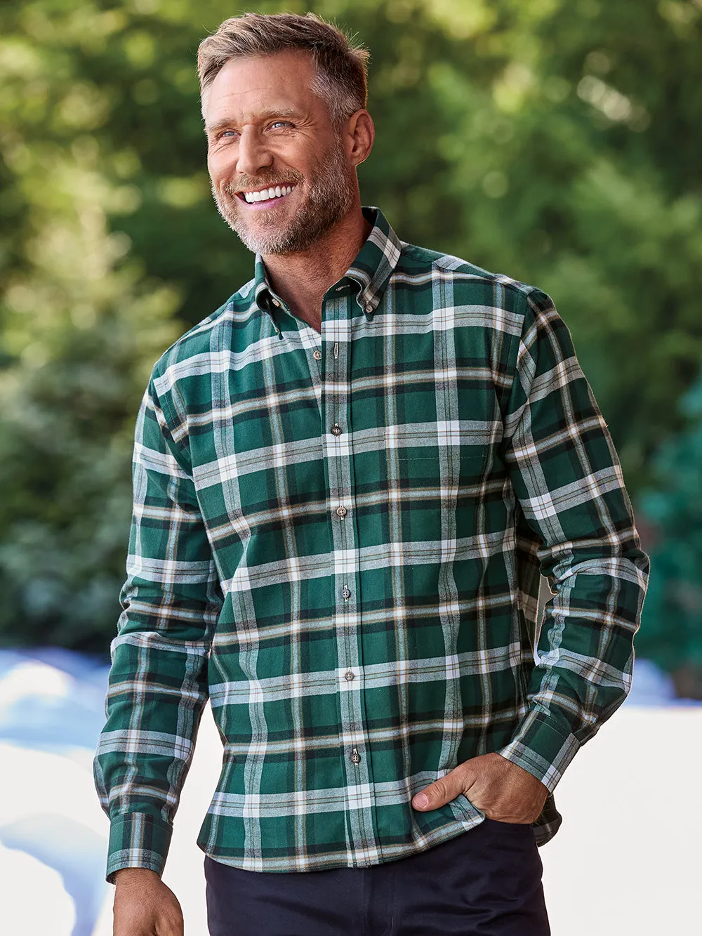 Brushed Twill Plaid Casual Shirt sold by Paul Fredrick product image thumbnail 2