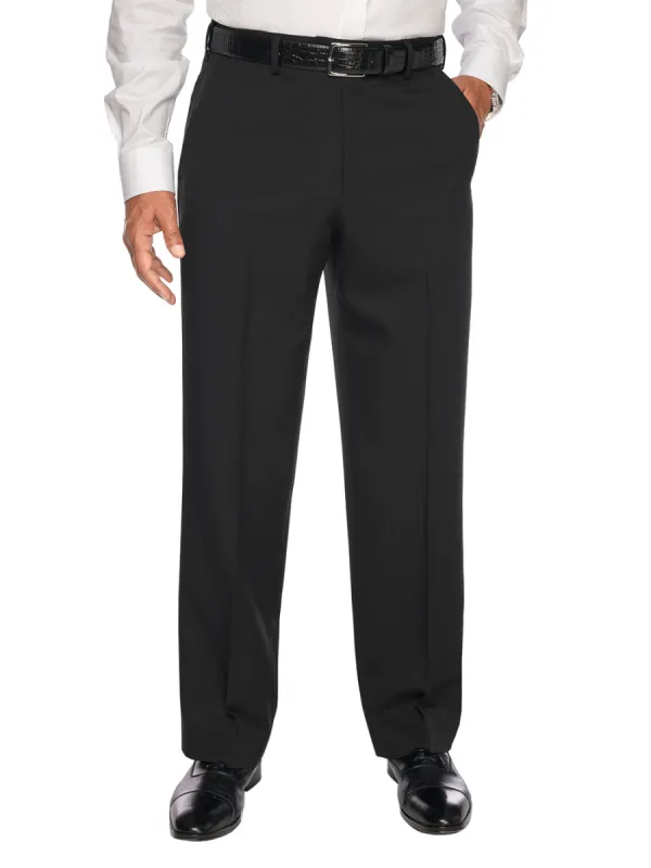 Comfort-waist Microfiber Herringbone Pant - Black sold by Paul Fredrick