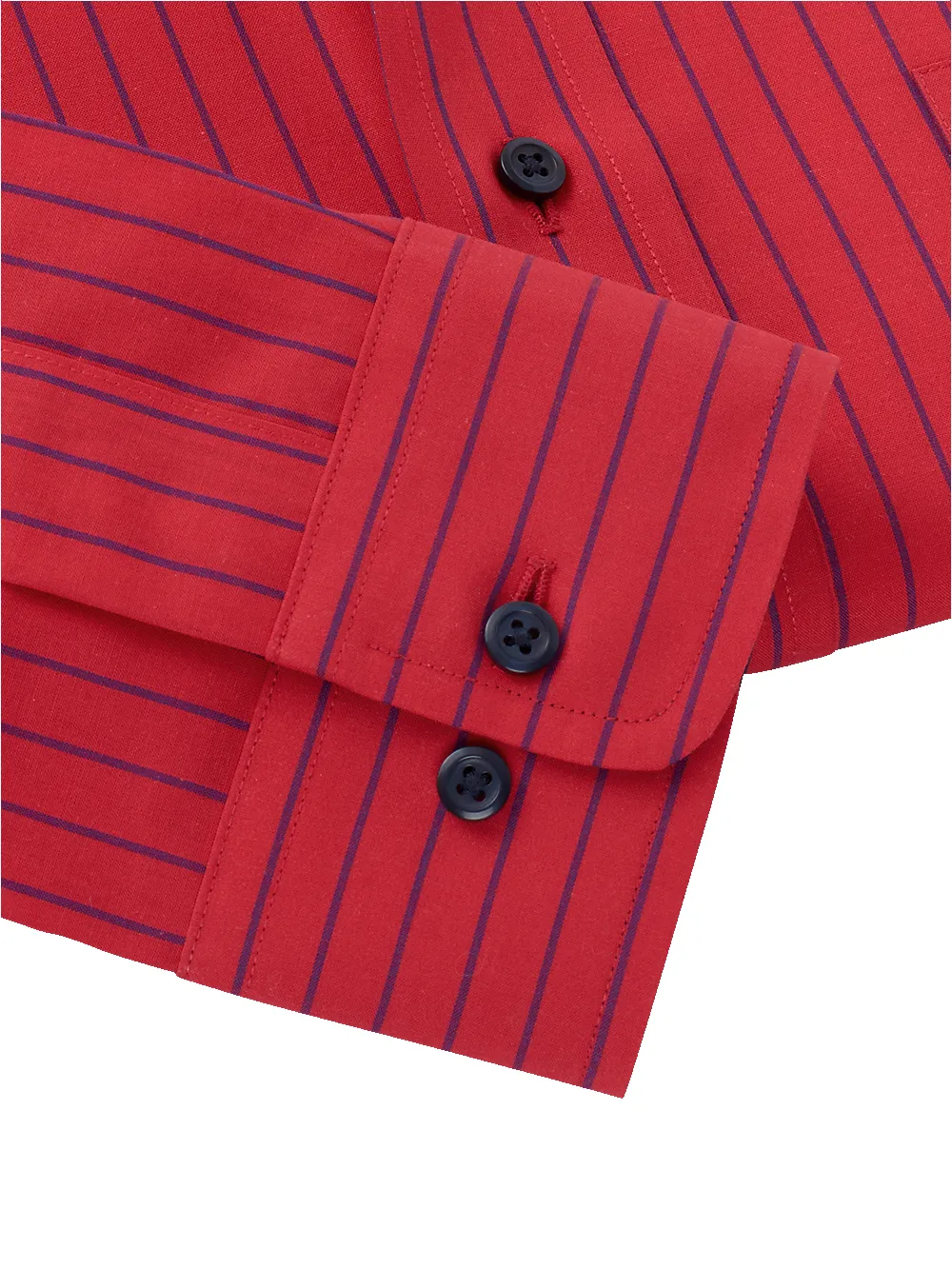Non-Iron Cotton Stripe Dress Shirt With Contrast Trim - Red sold by Paul Fredrick product image thumbnail 4