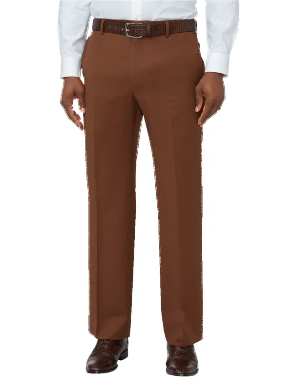Classic Fit Wool Gabardine Flat Front Pants - Rust sold by Paul Fredrick