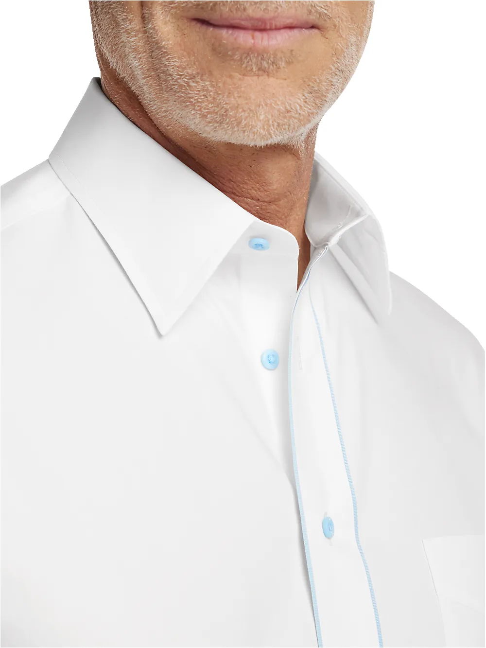 Non-Iron Cotton Solid Dress Shirt With Contrast Trim - White sold by Paul Fredrick product image thumbnail 3
