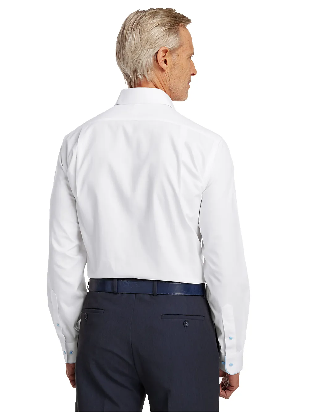 Non-Iron Cotton Solid Dress Shirt With Contrast Trim - White sold by Paul Fredrick product image thumbnail 5