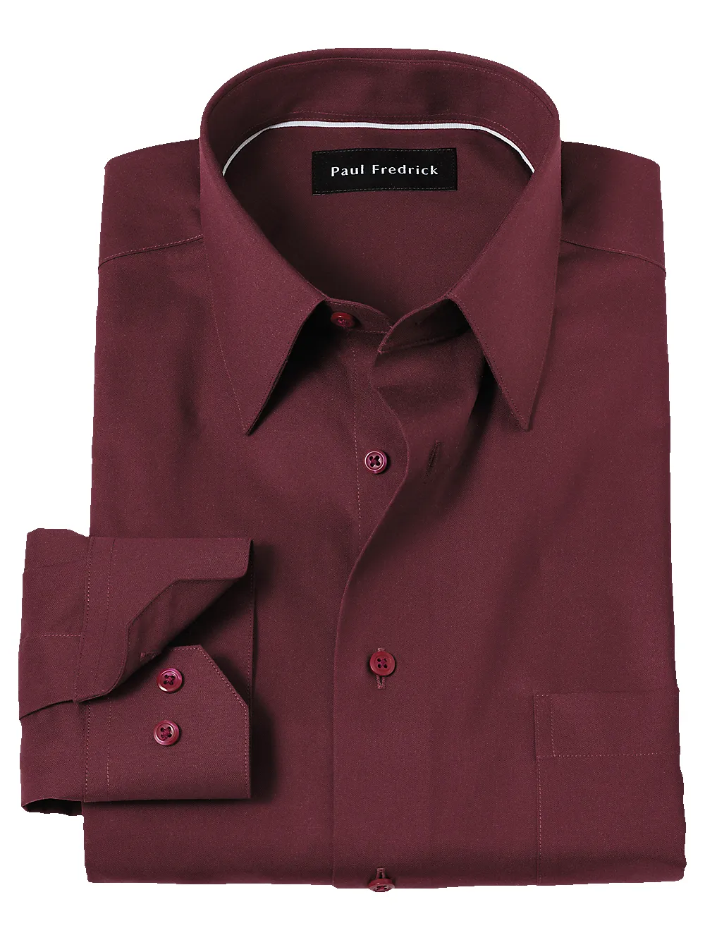 Non-Iron Cotton Solid Dress Shirt - Burgundy sold by Paul Fredrick