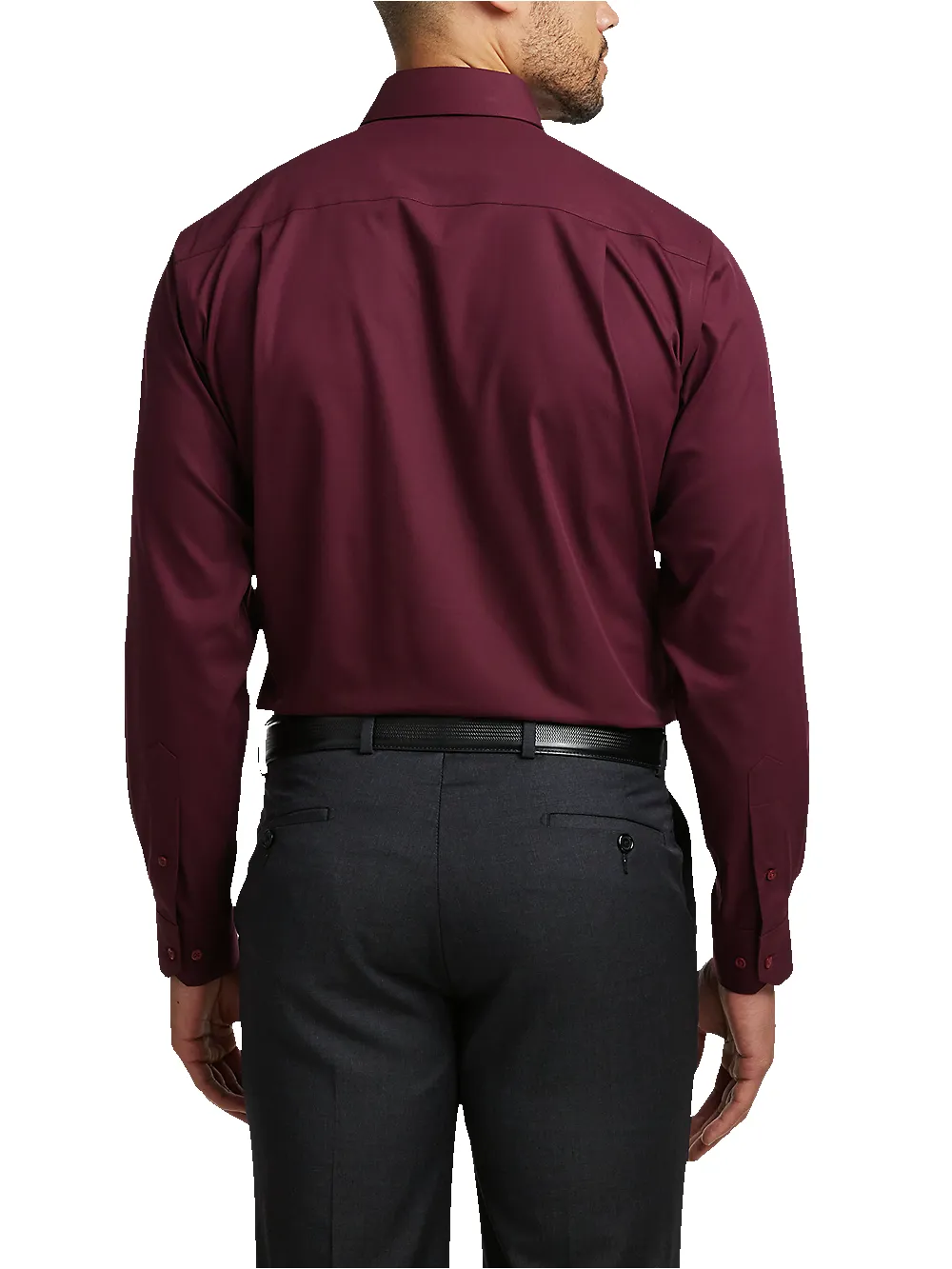 Non-Iron Cotton Solid Dress Shirt - Burgundy sold by Paul Fredrick product image thumbnail 5
