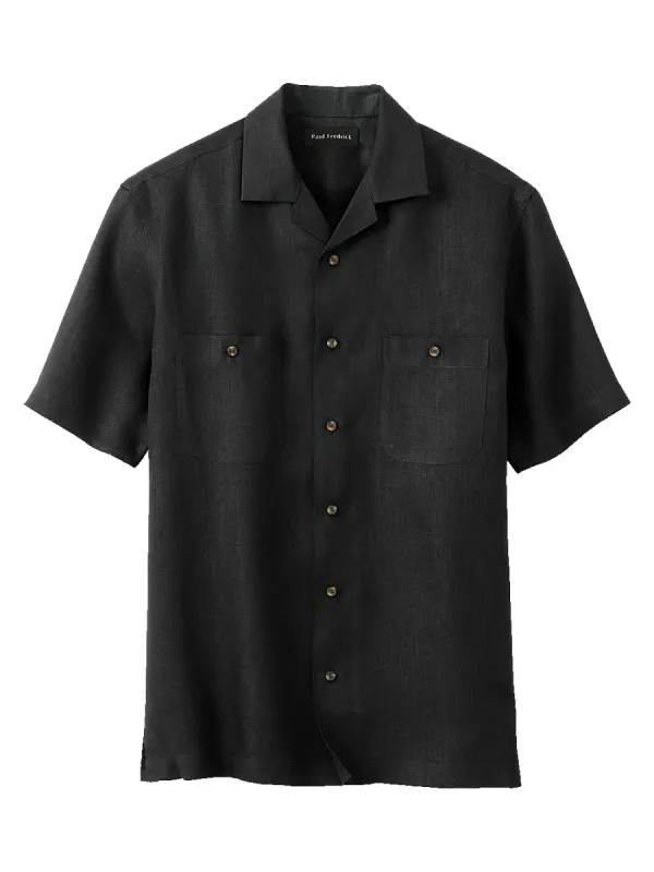 Linen Solid Casual Shirt - Black sold by Paul Fredrick