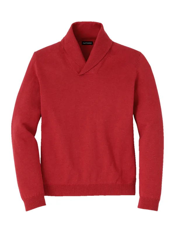 Supima Cotton Shawl Collar Sweater - Red sold by Paul Fredrick