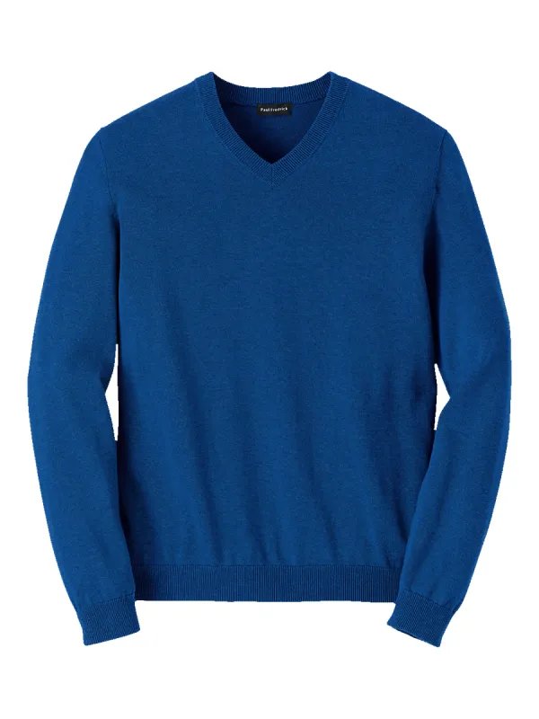 Supima Cotton V-neck Sweater - Blue sold by Paul Fredrick
