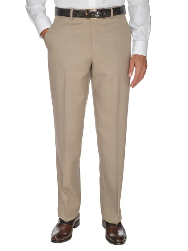 Comfort-waist Microfiber Herringbone Pant - Tan sold by Paul Fredrick