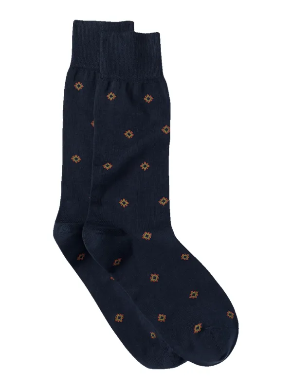 Medallion Cotton Blend Sock - Navy sold by Paul Fredrick