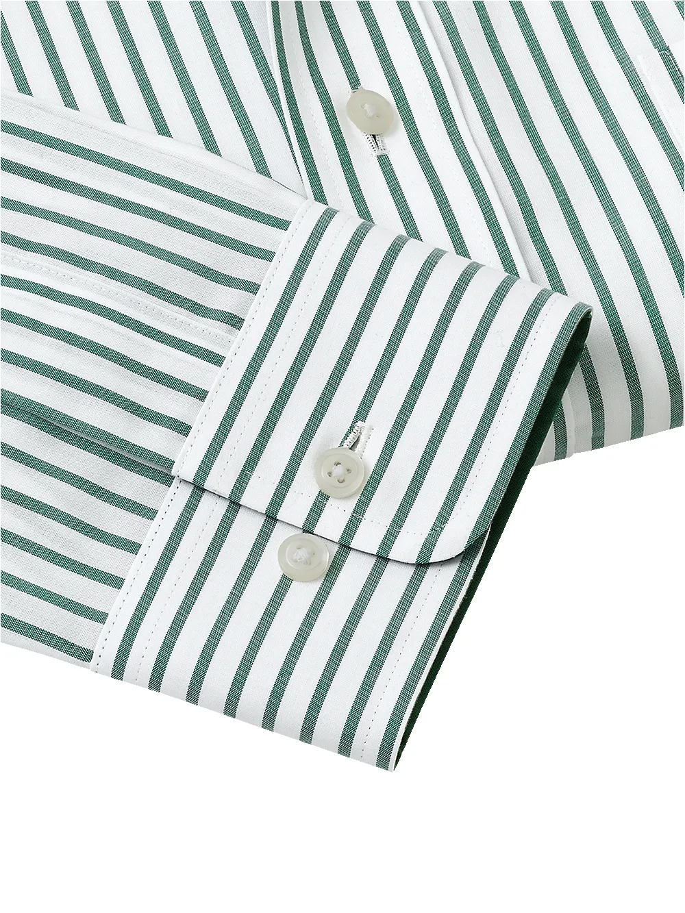 Non-Iron Cotton Stripe Dress Shirt With Contrast Trim - Green sold by Paul Fredrick product image thumbnail 4