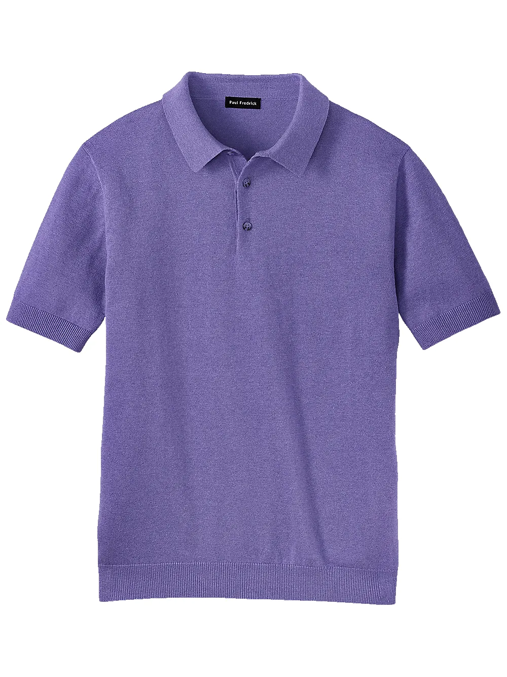 Silk Cotton and Cashmere Three Button Polo - Purple sold by Paul Fredrick