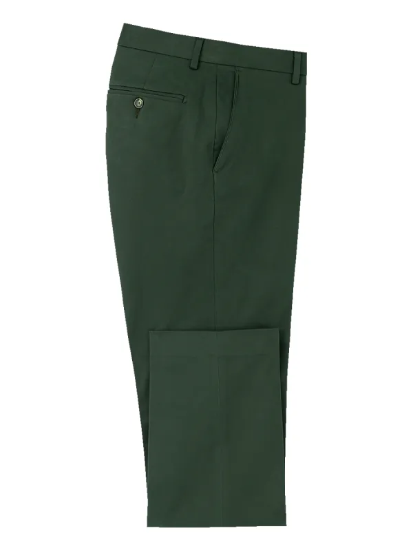 Cotton Stretch Twill Flat Front Pants - Dark Green sold by Paul Fredrick