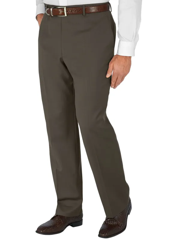 Classic Fit Wool Gabardine Pants - Dark Taupe sold by Paul Fredrick