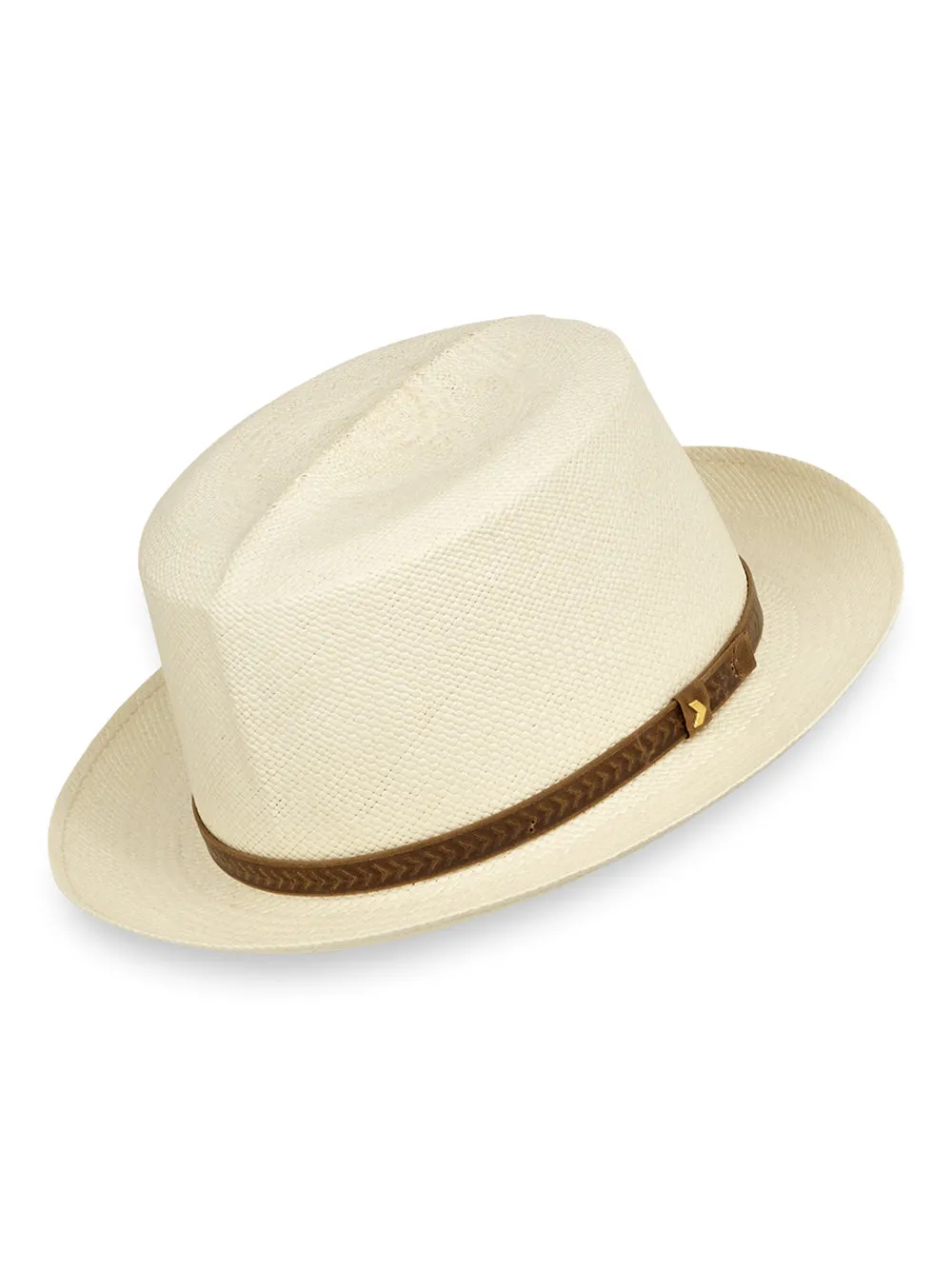 Panama Straw Fedora With Leather Band - Bone sold by Paul Fredrick