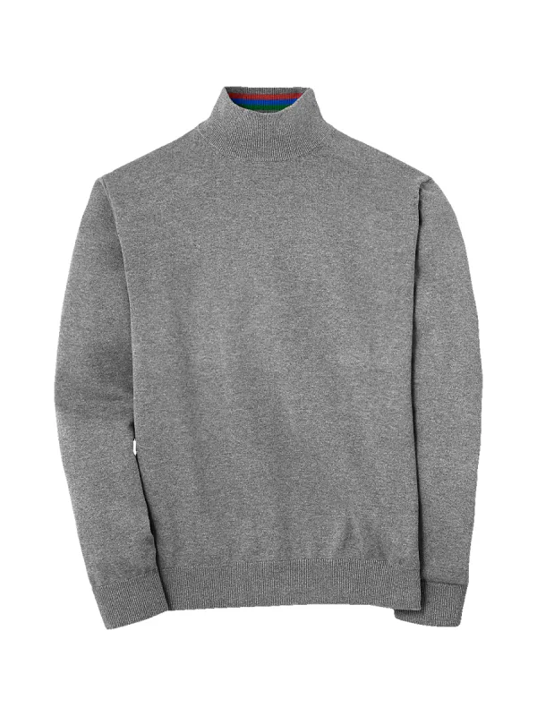 Supima Cotton Mock Neck Sweater - Medium Grey sold by Paul Fredrick