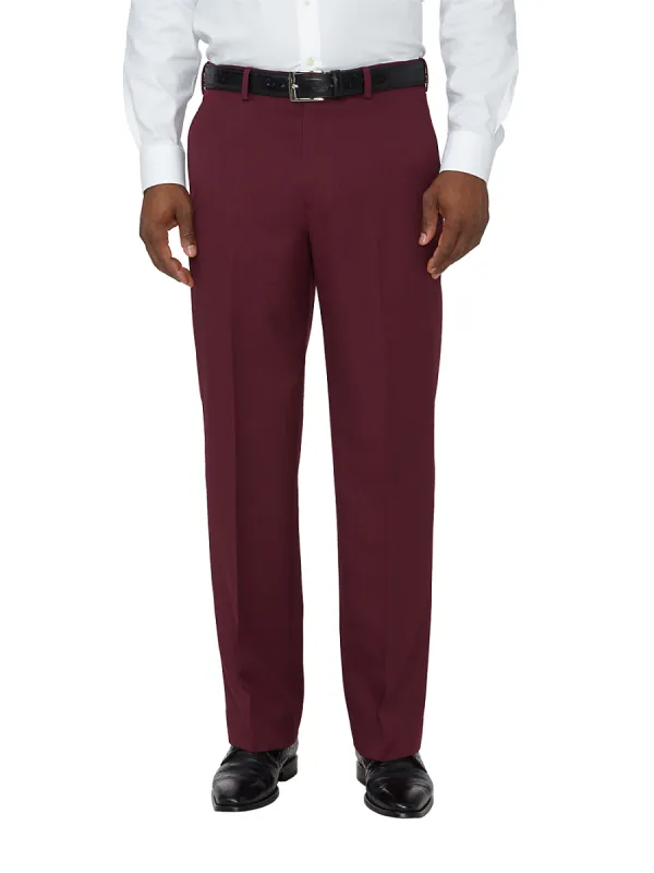 Comfort-Waist Microfiber Herringbone Flat Front Pant - Garnet sold by Paul Fredrick