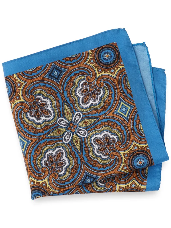 Medallion Silk Pocket Square sold by Paul Fredrick