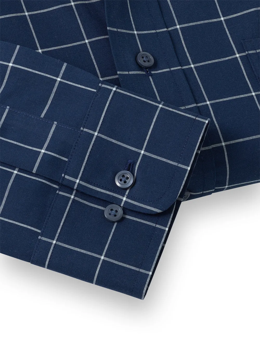 Non-iron Cotton Windowpane Dress Shirt sold by Paul Fredrick product image thumbnail 4